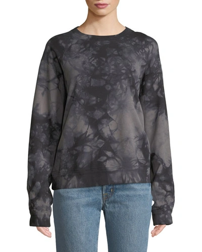 Helmut Lang Tie-dye Logo Pullover Sweatshirt In Gray/black