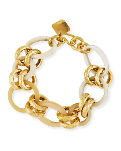 Ashley Pittman Horn & Bronze Link Chain Bracelet In Neutral Pattern