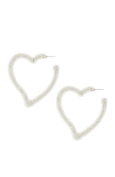 Sachin & Babi Seed Bead Heart Hoop Earrings, White