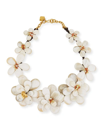 Ashley Pittman Light Horn Flower Collar Necklace With Stones In Neutral Pattern