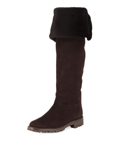 Gravati Fold-down Fur Tall Boots In Brown