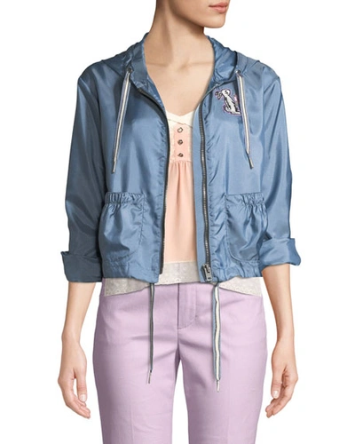 Coach X Selena Gomez Embroidered Wind-resistant Jacket In Blue