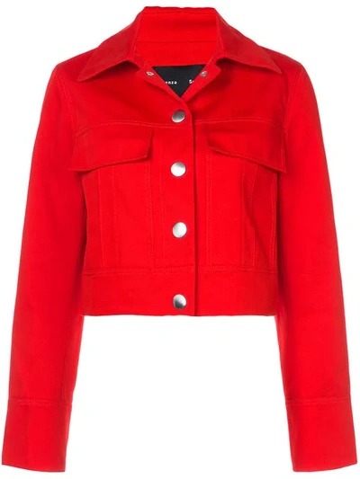 Proenza Schouler Button-front Cropped Cotton Twill Jean Jacket In Cherry