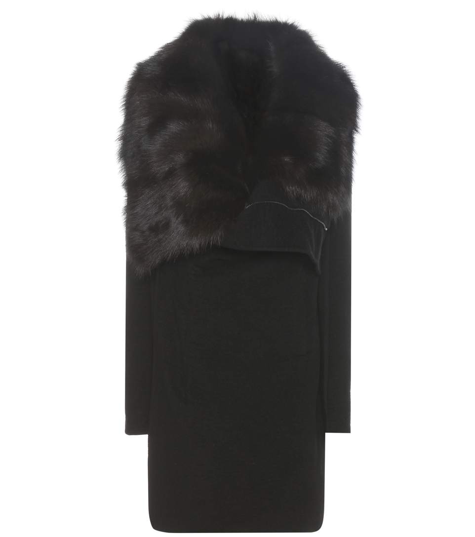 Rick Owens Hun Explorer Cashmere Coat With Fur In Llack | ModeSens
