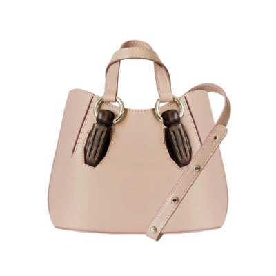 Aevha London Mini Garnet Tote In Taupe With Wooden Hardware