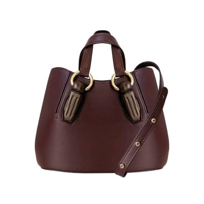Aevha London Mini Garnet Tote In Mulberry With Wooden Hardware