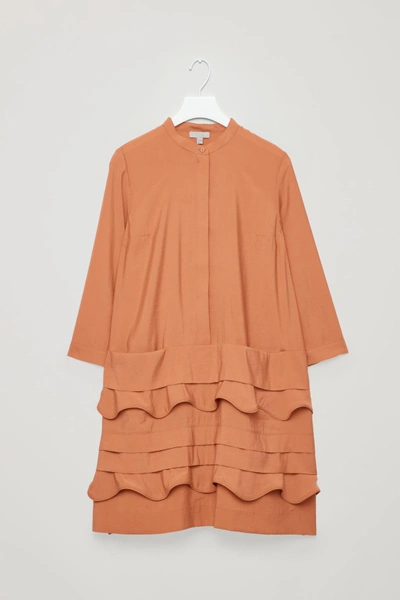 Cos Scallop-trim Layered Dress In Orange