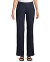 Eileen Fisher Washable Stretch-crepe Straight-leg Pants With Pocket, Plus Size In Midnight