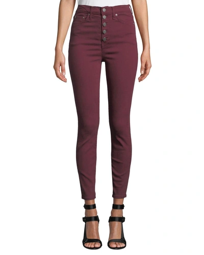 Alice And Olivia Ao. La Good High Rise Exposed Button Fly Colored Jeans In Currant