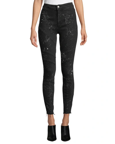 Acynetic Jennie Rock Splattered High-rise Skinny Jeans In Black Pattern