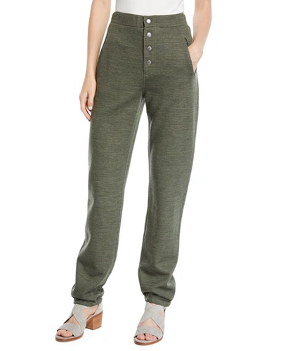 Rag & Bone Sailor Wool-blend Sweatpants With Exposed Fly In Green