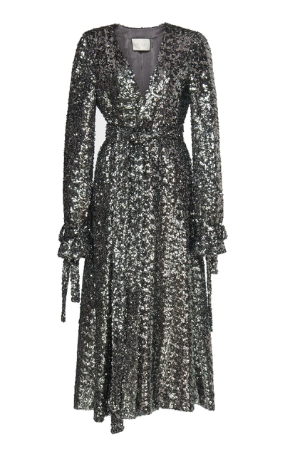 Alexis Niecy Sequin Wrap Long-sleeve Cocktail Kimono Dress In Sequins