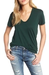 Ag Henson V-neck Cotton Tee In Verdant