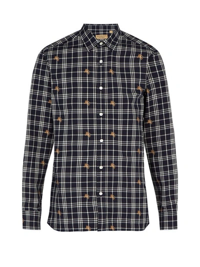 Burberry Edward Slim Fit Check Sport Shirt In Navy