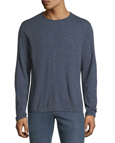 Neiman Marcus Men's Long-sleeve Crewneck Wool-linen Slub T-shirt
