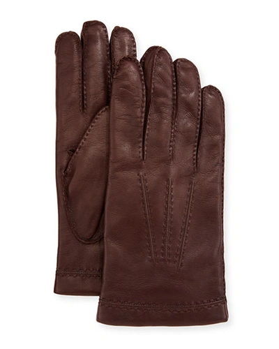 Guanti Giglio Fiorentino Three-cord Napa Leather Gloves In Brown