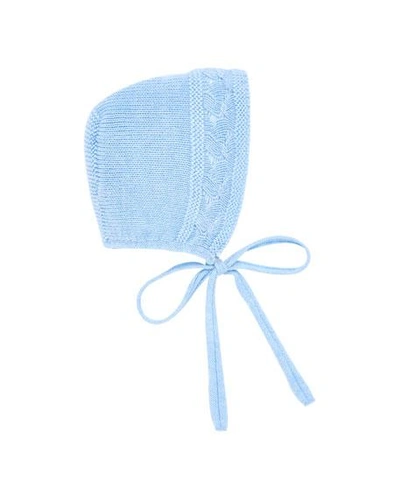 Pili Carrera Cotton-merino Wool Knit Baby Bonnet In Blue