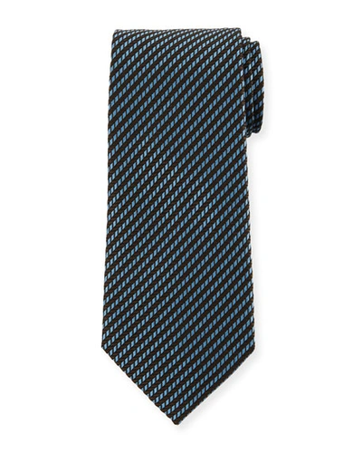 Ermenegildo Zegna Micro Stripe Silk Tie In Brown