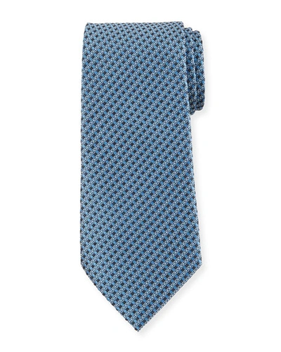 Ermenegildo Zegna Link Stripe Silk Tie In Blue