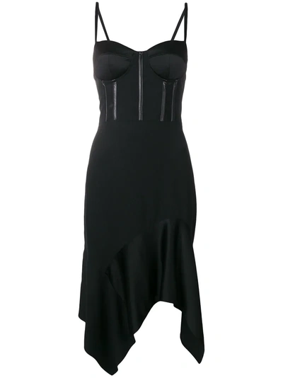 Pinko Asymmetric Bustier Midi Dress In Black