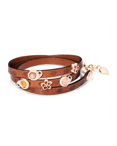 Tamara Comolli Loopy Camel Cabochon Leather Wrap Bracelet