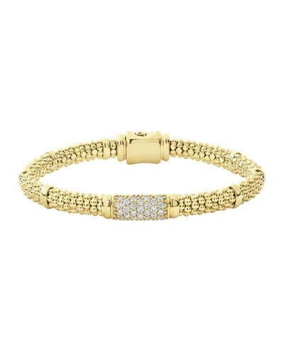 Lagos 18k Caviar Gold 15mm Rope Bracelet W/ Diamonds