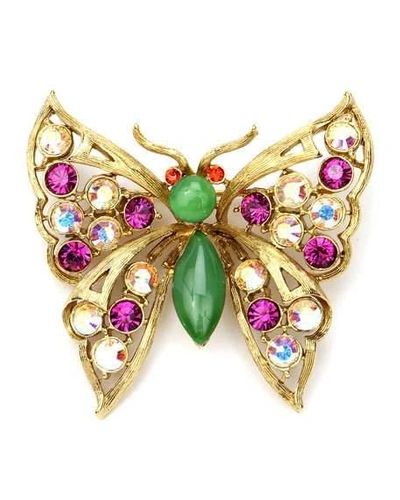 Ben-amun Crystal Butterfly Brooch In Gold