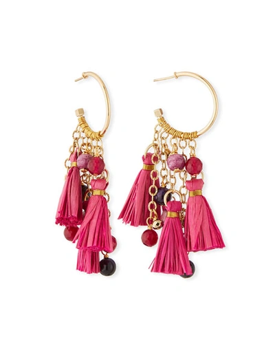 Akola Tassel & Cluster Hoop Earrings In Pink