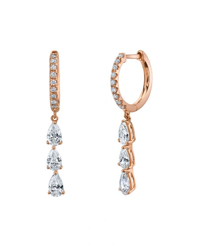Anita Ko 18k Rose Gold Triple Diamond Huggie Hoop Earrings