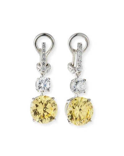 Fantasia By Deserio 10.0 Tcw Canary/clear Cubic Zirconia Drop Earrings In Clear/canary
