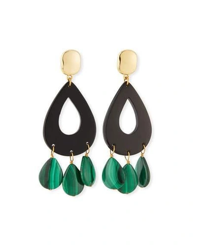 Nest Jewelry Malachite & Horn Statement Earrings In Green