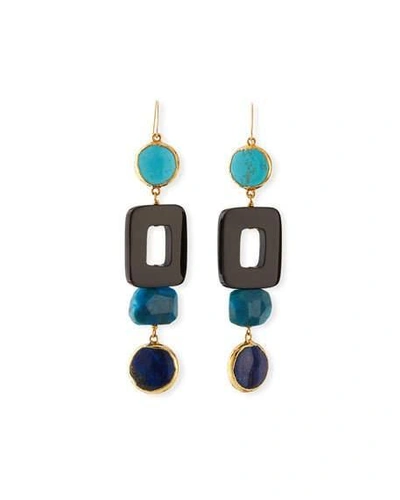 Nest Jewelry Blue Linear Multi-drop Earrings In Turquoise