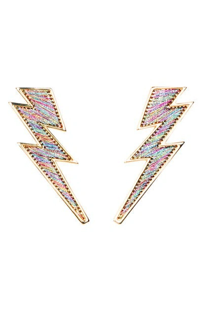 Mignonne Gavigan Lightning Bolt Thread Earrings In Multi/ Gold