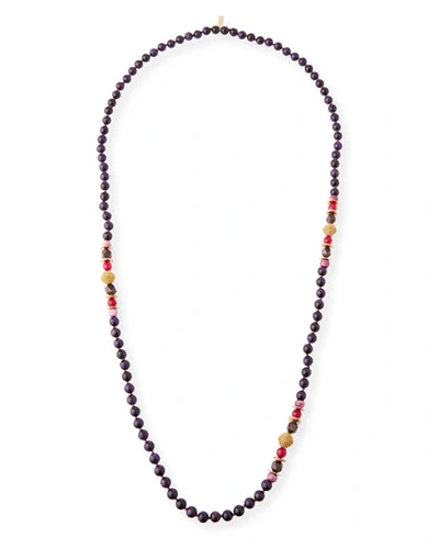Akola Plum Beaded Single-strand Necklace In Pink/purple