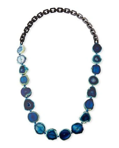 Nest Jewelry Long Dark Horn & Blue Agate Necklace