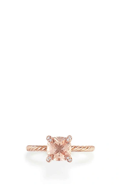 David Yurman Chatelaine Ring With Morganite And Diamonds In 18k Rose Gold