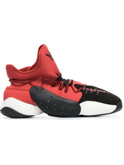 Y-3 Men's Byw Leather/textile Basketball Trainer Sneakers, Red In Nero/rosso