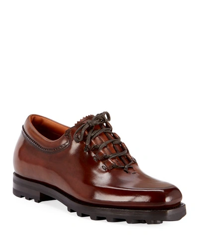 Berluti Men's Venezia Mogano Lace-up Shoes In Brown