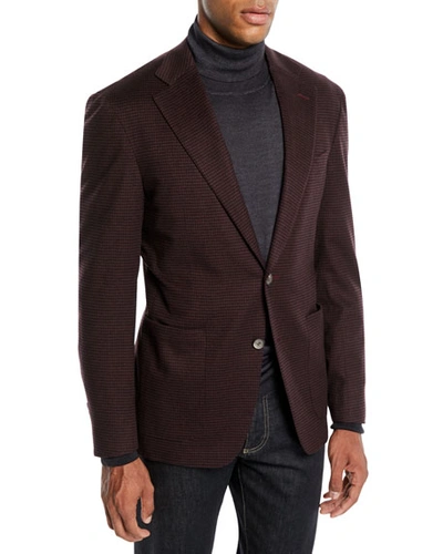 Canali Men's Two-button Check Super 170s Wool Travel Blazer In Red