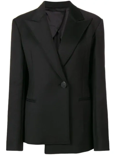 Helmut Lang Peak-lapel Asymmetric Tuxedo Blazer In Black
