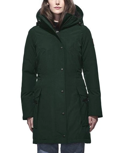 Canada Goose Kinley Hooded Cinched-waist Parka Coat In Spruce