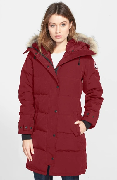 Canada Goose Shelburne Slim-fit Parka W/ Removable Fur Trim In Redwood