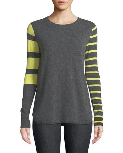 Lisa Todd Plus Size Classic Pop Striped Cashmere Sweater In Flannel