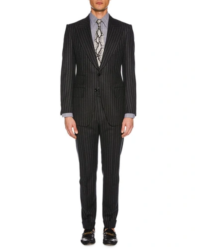 Tom Ford Men's Pinstriped Wool Two-piece Suit In Dark Gray