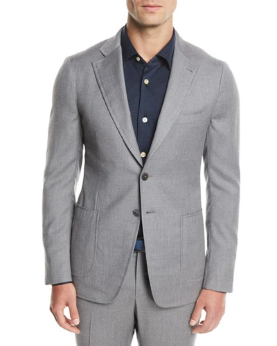 Isaia Men's Solid Wool-stretch Two-piece Suit In Gray