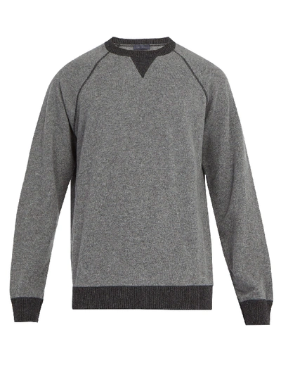 Thom Sweeney Contrast-trimmed Cashmere And Virgin Wool-blend Weater - Gray