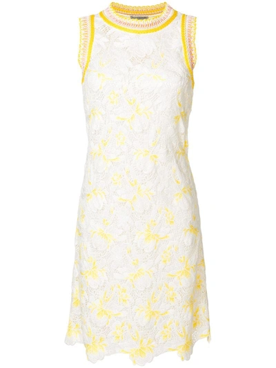 Ermanno Scervino Embroidered Lace Shift Dress In White
