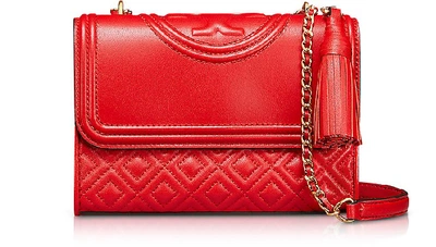 Tory Burch Small Fleming Leather Convertible Shoulder Bag - Red In Brilliant Red/gold