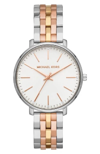 Michael Kors Pyper Bracelet Watch, 38mm In Rose Gold/ White/ Silver/ Gold