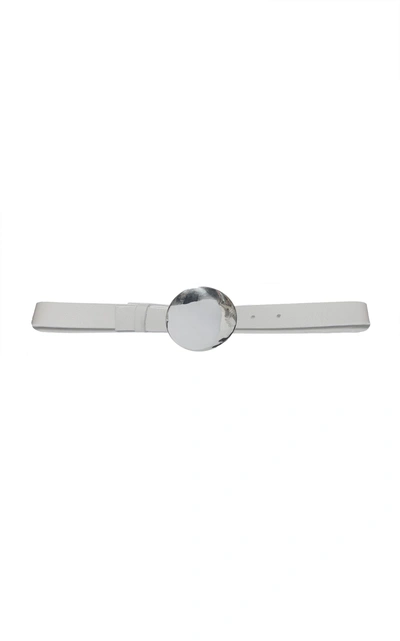 Jeffrey Dodd Belt With Polished Silver Buckle In White